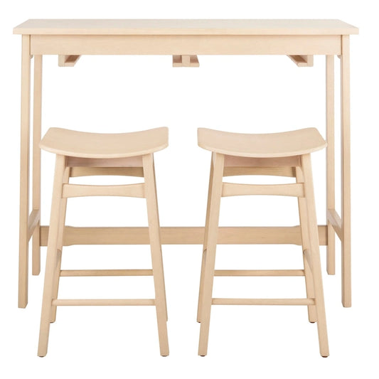 SAFAVIEH Neoma 3 Piece Pub Set - White Oak - 42.1 x 17.7 x 36.2 - 42Wx18Dx36H