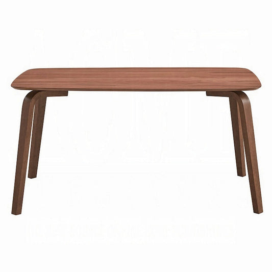 Kinni Dining Table, Walnut Brown Wood, Bent Legs, Rectangular 59 Inch