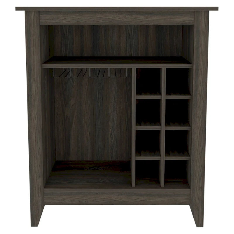 Essential Bar Cabinet, One Open Shelf, Six Built-in Wine Rack, One Drawer -Black