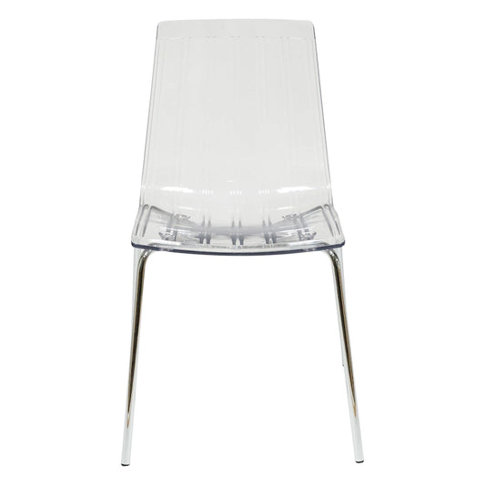 Ralph Acrylic Plastic Dining Chair (Set of 2) Chrome Metal Legs Modern Transparent Accent Side Chair for Dining Room & Kitchen