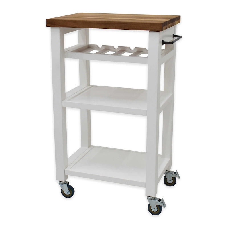 Steve Silver Bautzen Solid Acacia Wood Rolling Utility Cart