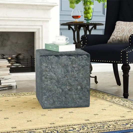 Adeco Square Ottoman Vanity Stool Fabric Upholstered Footrest Footstool