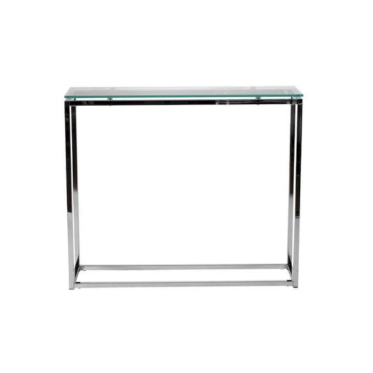 HomeRoots 36 Clear and Silver Glass Sled Console Table