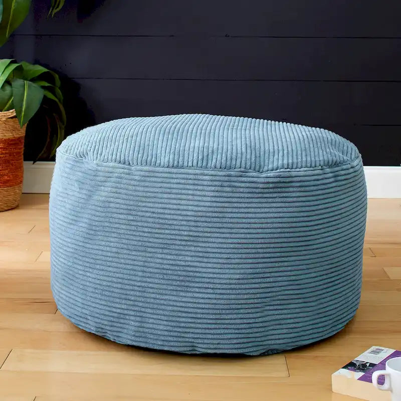 Sorra Home Indoor Corduroy Large Round Pouf/Ottoman