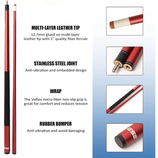 GSE 58 2-Piece Fiberglass Graphite Composite Billiard Pool Cue Stick for Men/Women, Great for House or Commercial/Bar Use