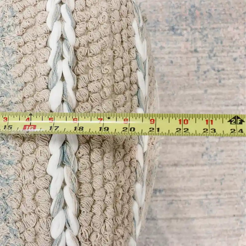 Pasargad Home Grandcanyon Braided Cotton Pouf, 20 Beige