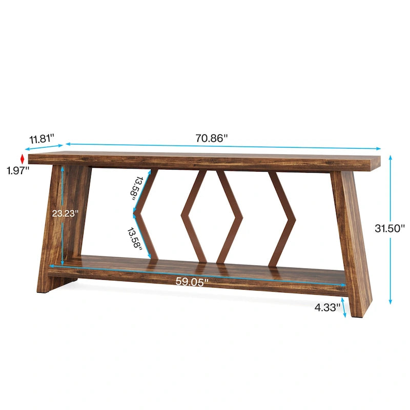 70.9-Inch Console Sofa Table with Storage for Entryway Living Room