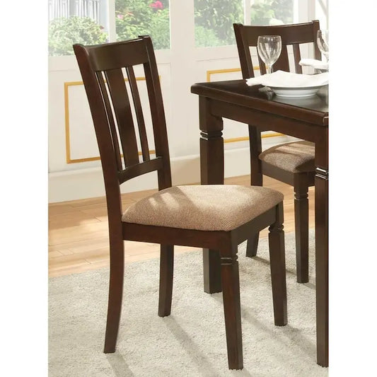 Fabric Upholstered Slated Back Side Chair, (Set of 2) - 37 H x 21 W x 17.5 L Inches
