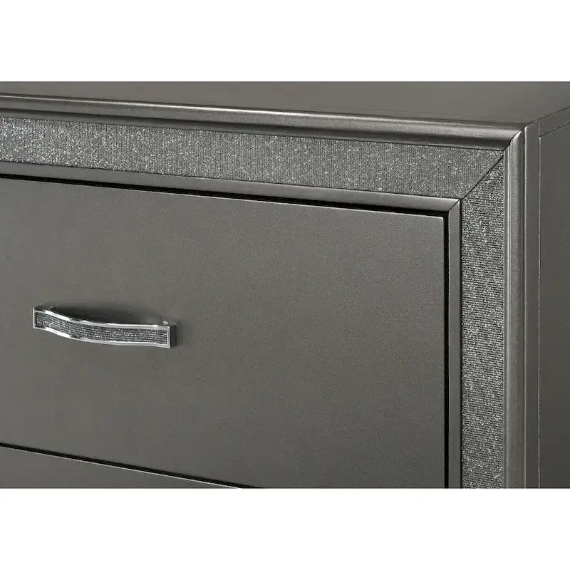Hoyt Dark Gray Faux Leather Upholstered Tufted King Panel Bed