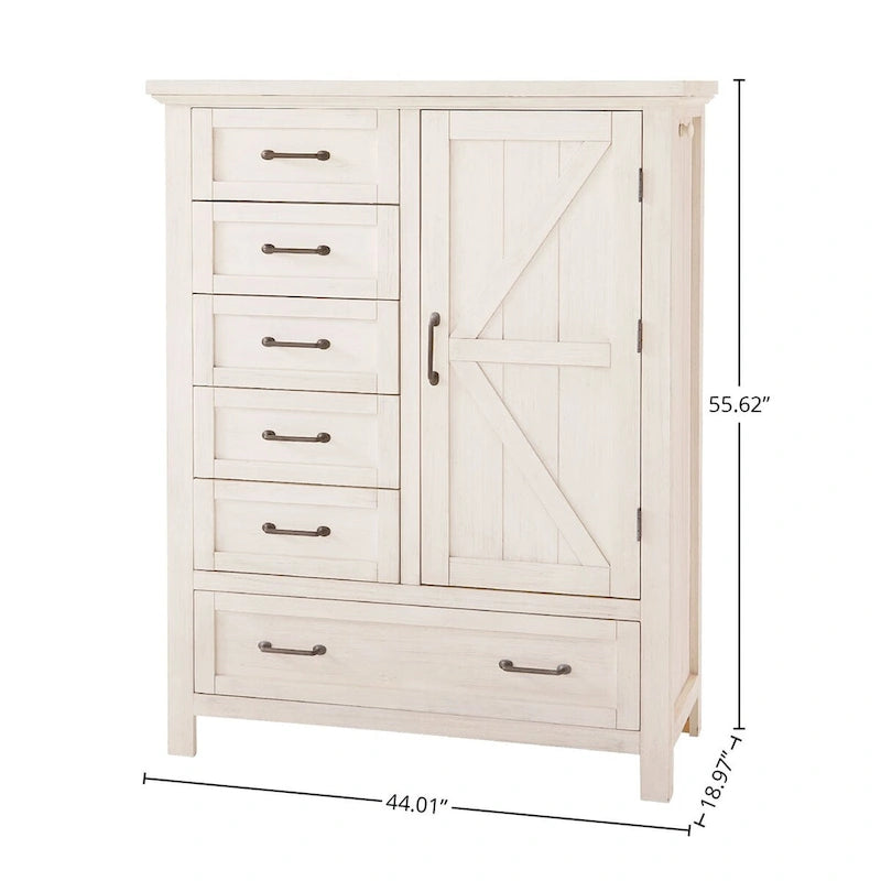 Westfield 44 Wide Traditional Chifforobe, Brushed White
