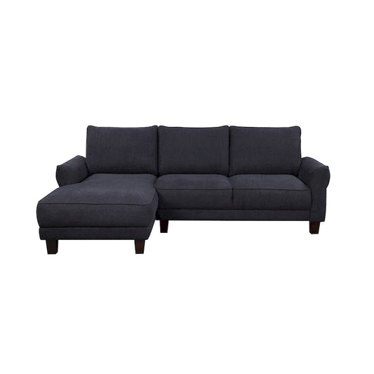 Belle Black Sherpa Sectional Sofa with Left-facing Chaise - 96W x 59D x 34.5H