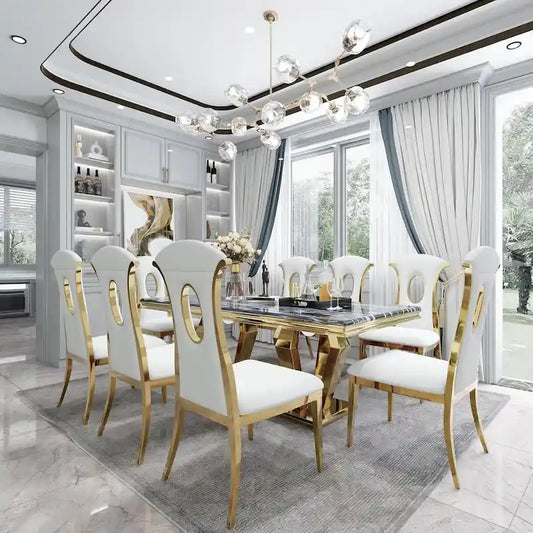 Modern Gorgeous Velvet Dining Chairs with Polished Gold Stainless Steel Legs