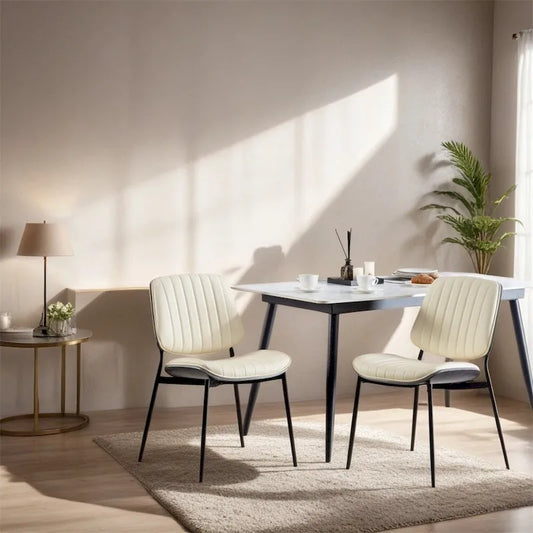 Dining Chairs Set of 2,Mid Century Modern Retro Faux Leather Chair