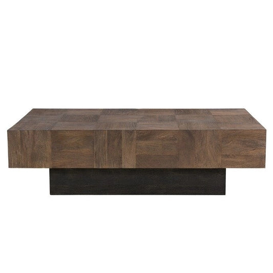 HomeRoots 59 Dark Brown And Black Solid Wood Coffee Table - 59
