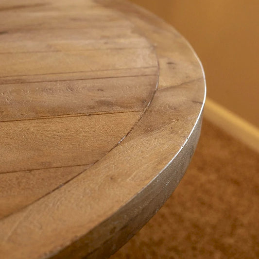 54 wide Round Dining Table in Natural wood finish (with reinforced steel bracket) - 54W x 30H x 54D