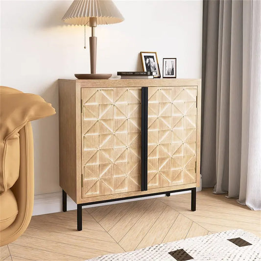 Traditional Craftsmanship Hand-Carved 2-Doors Accent Cabinet