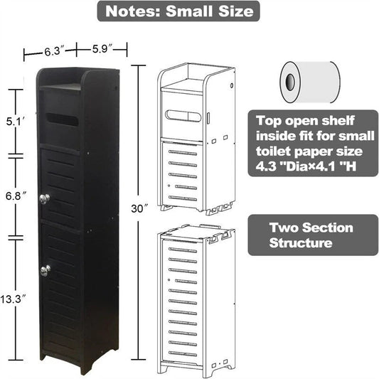 Small Bathroom Storage Cabinet for Small Spaces - 6.4D x 6W x 30H