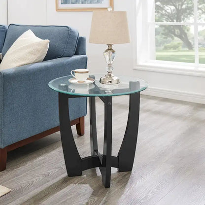 23.5 inch round glass coffee table