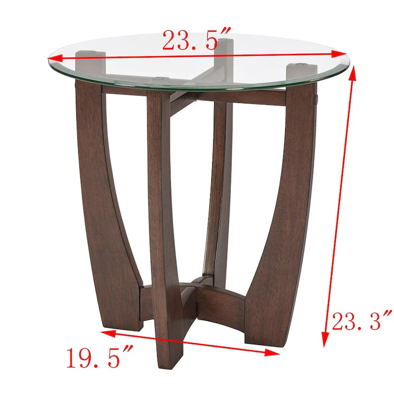 23.5 inch round glass coffee table