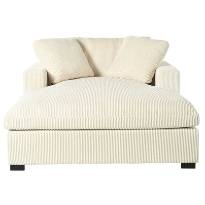 Beige 53.5 Chaise Lounge Chair with Solid Wood Legs and Comfort Pillows
