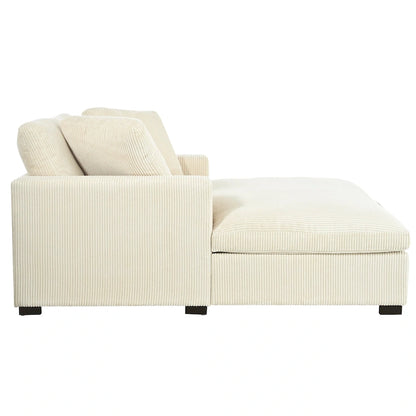 Beige 53.5 Chaise Lounge Chair with Solid Wood Legs and Comfort Pillows