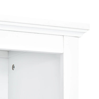 White Entertainment Wall Unit with Bridge & Tempered Glass Door for 70 TVs