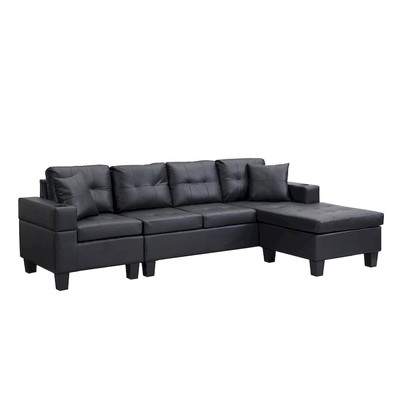Modern 4-Seat L-Shaped Sectional Sofa with Lounge Chaise