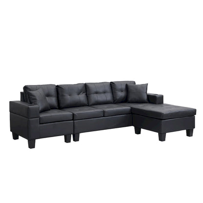 Modern 4-Seat L-Shaped Sectional Sofa with Lounge Chaise