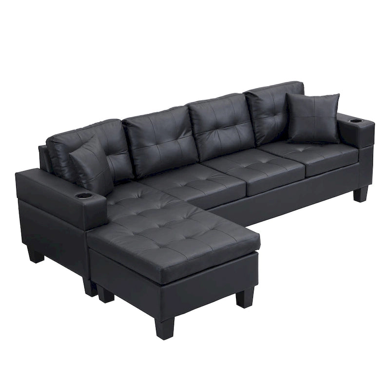 Modern 4-Seat L-Shaped Sectional Sofa with Lounge Chaise