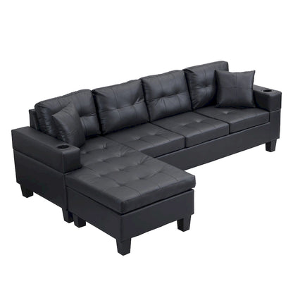 Modern 4-Seat L-Shaped Sectional Sofa with Lounge Chaise