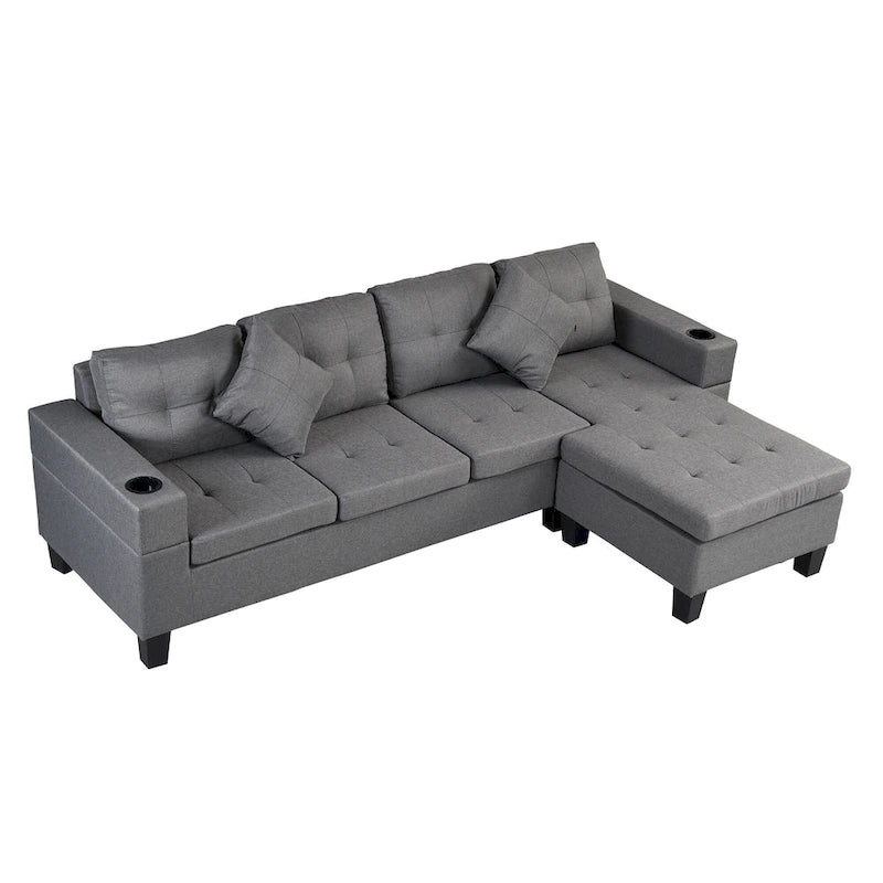 Modern 4-Seat L-Shaped Sectional Sofa with Lounge Chaise
