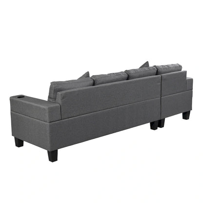 Modern 4-Seat L-Shaped Sectional Sofa with Lounge Chaise