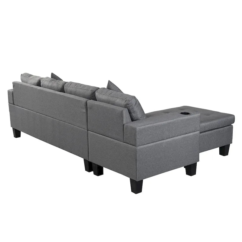Modern 4-Seat L-Shaped Sectional Sofa with Lounge Chaise