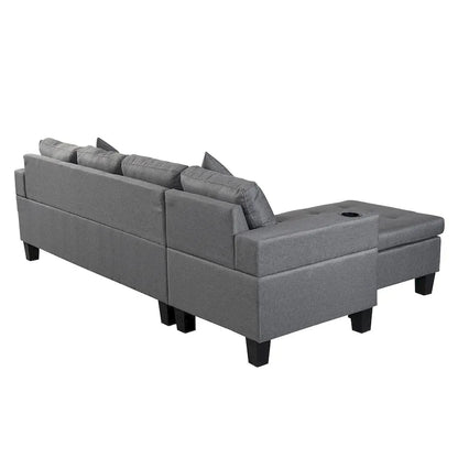 Modern 4-Seat L-Shaped Sectional Sofa with Lounge Chaise