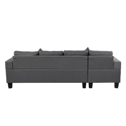 Modern 4-Seat L-Shaped Sectional Sofa with Lounge Chaise