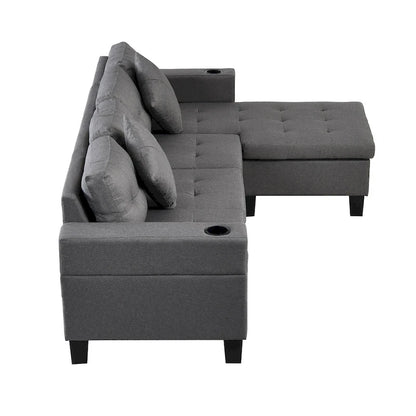 Modern 4-Seat L-Shaped Sectional Sofa with Lounge Chaise