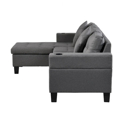 Modern 4-Seat L-Shaped Sectional Sofa with Lounge Chaise