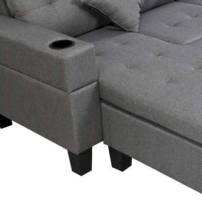 Modern 4-Seat L-Shaped Sectional Sofa with Lounge Chaise