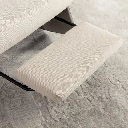 Corduroy Rocker Recliner with Footrest and PU Leather Leg