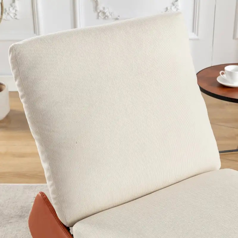 Corduroy Rocker Recliner with Footrest and PU Leather Leg