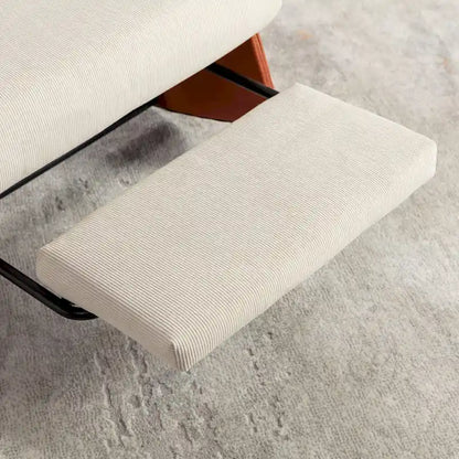 Corduroy Rocker Recliner with Footrest and PU Leather Leg