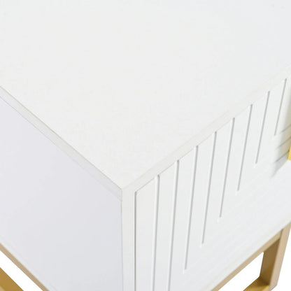 White+Gold 70.8 TV Stand with Gold Handles & Cabinets for 80 TVs