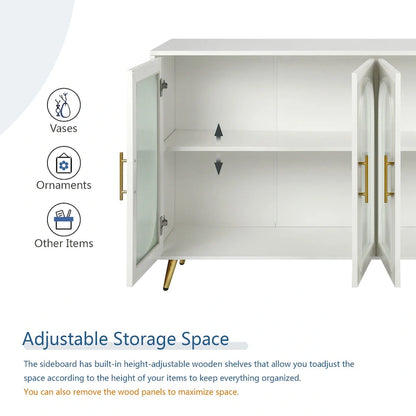 60 TV Stand with Storage Cabinet & Adjustable Shelves for 65 TVs