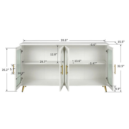 60 TV Stand with Storage Cabinet & Adjustable Shelves for 65 TVs