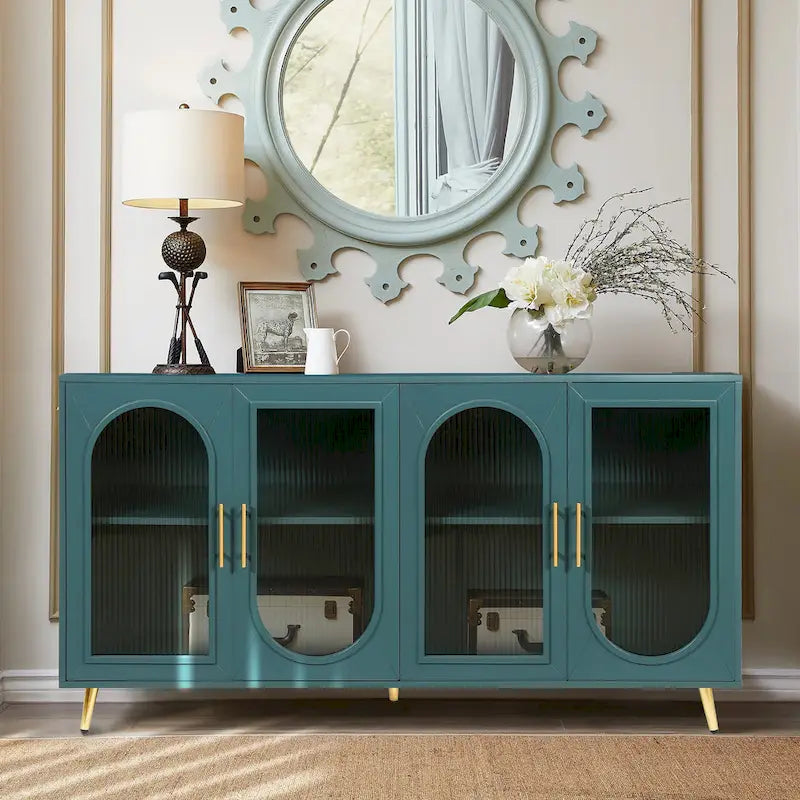60 TV Stand with Storage Cabinet & Adjustable Shelves for 65 TVs