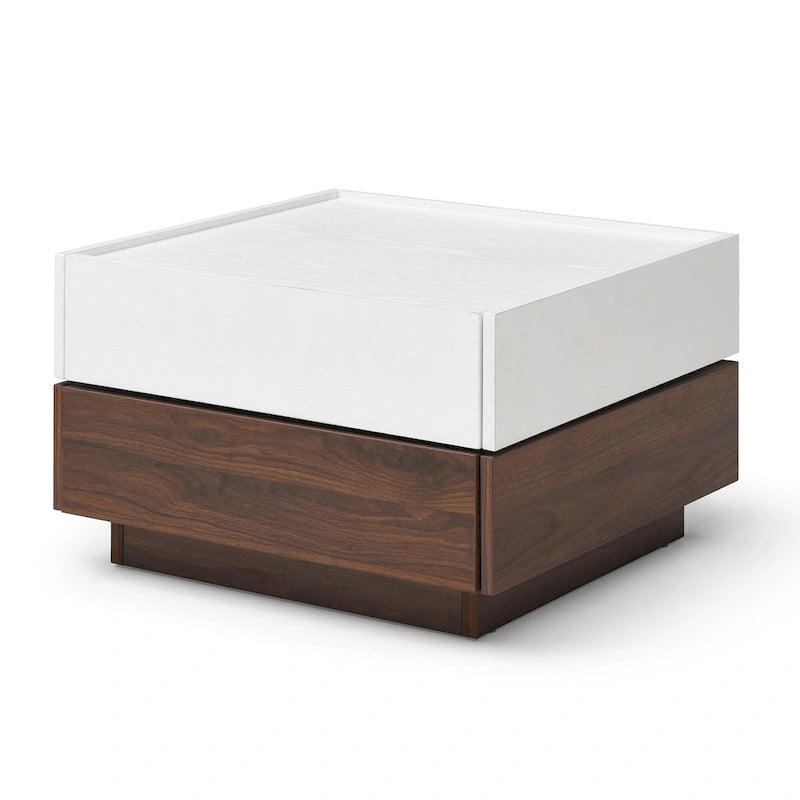 2 Set Coffee table,Rotating Table with 2 Drawers,High wood 2-Tier Center Table with Storage,Square Table with Swivel Tabletop