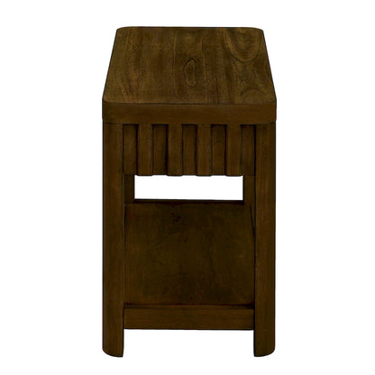 25 Rectangular Farmhouse End Table with Storage Shelf, Sofa Side Table with Solid Wood Legs for Living Room, Bedroom, Office