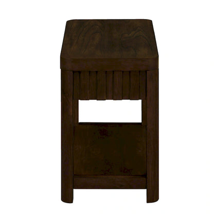 25 Rectangular Farmhouse End Table with Storage Shelf, Sofa Side Table with Solid Wood Legs for Living Room, Bedroom, Office