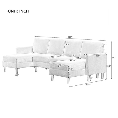 U-shaped Sponge-filled Cushion Combination Sofa