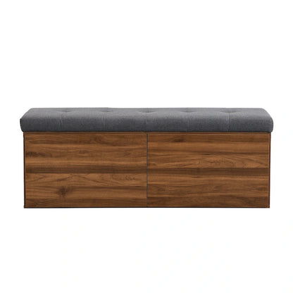 49 Entryway Shoe Storage Bench with Double Doors & Padded Cushion,Space-Saving Ottoman